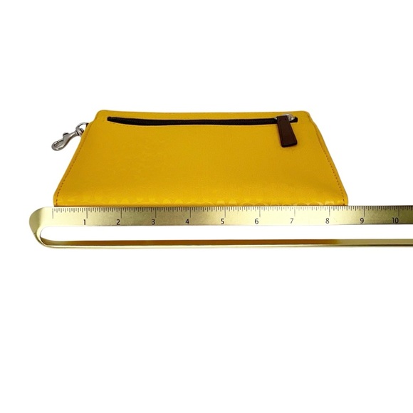 Coach Clip-on Accessory Pouch Logo Sunflower Yellow Brown PVC 8.5” x 5.5” x 1” - Picture 8 of 13